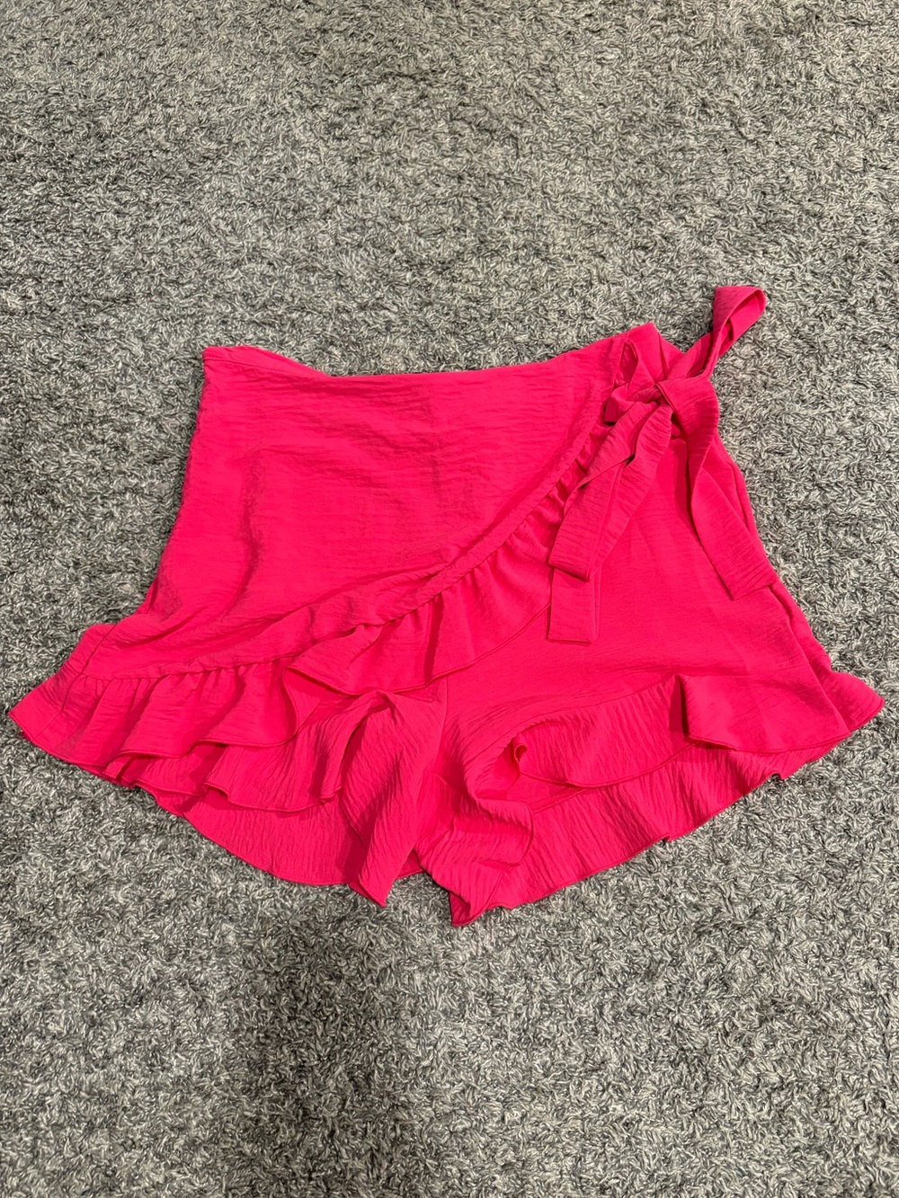 Hot Pink Ruffle Wrap-Front Shorts